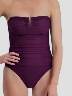 DKNY Women's One-Piece Removeable Cups Swimsuit, Purple, Size Medium, NWT
